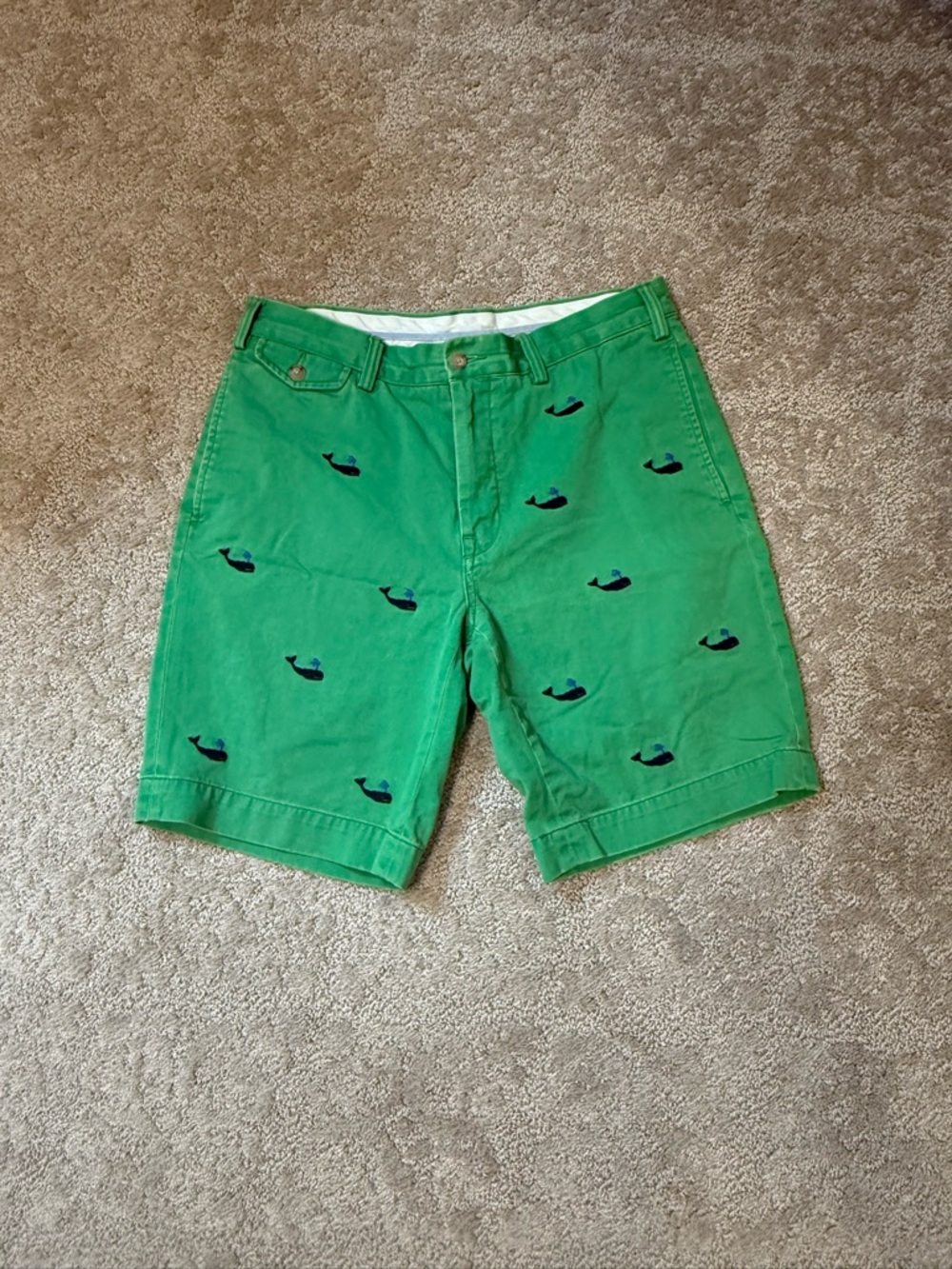 Ralph Lauren Bright Green Embroidered Whale Chino Shorts